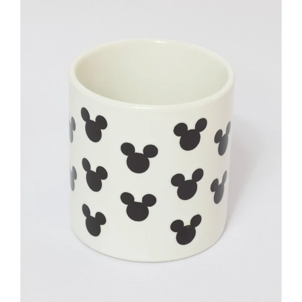 Disney White Black Mickey Mouse Silhouette Logo Icon Head‎ & Ears Coffee Mug Cup